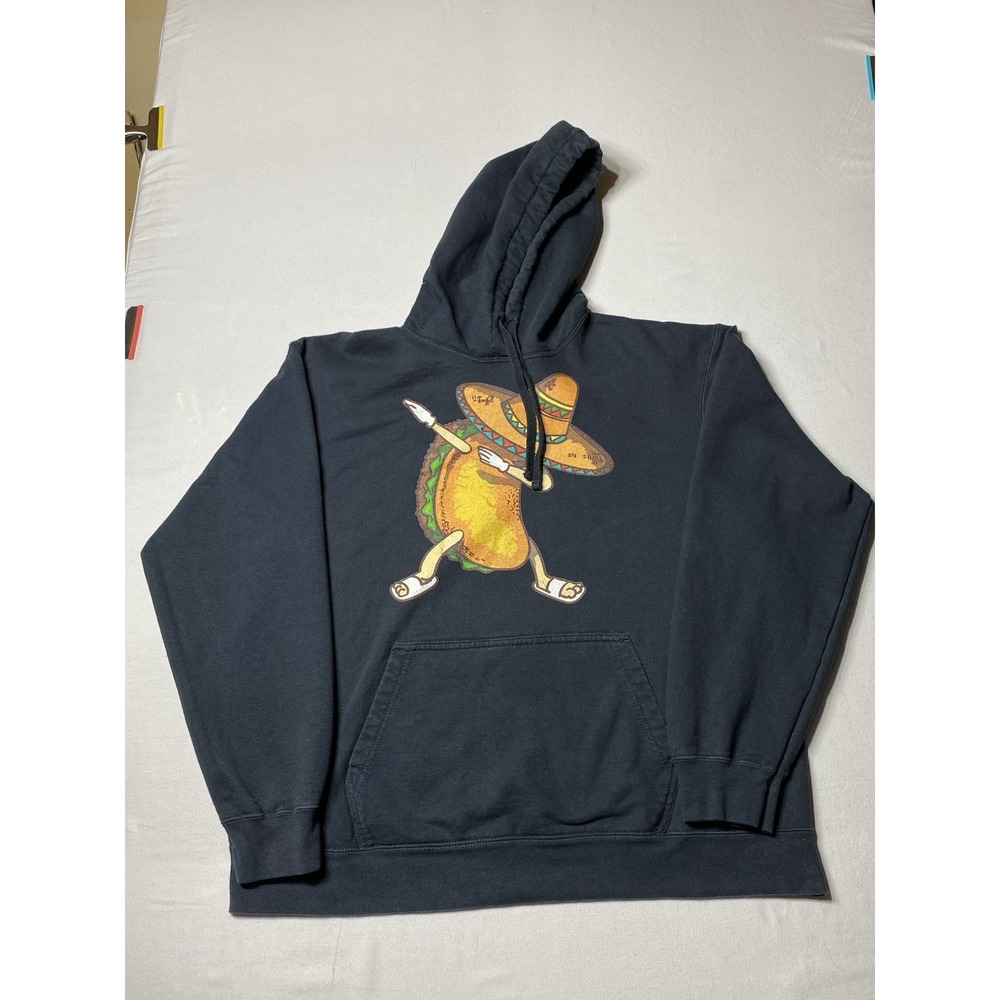 Port & Company Dabbing Taco Hoodie XL Faded Black Sombrero Graphic - Picture 2 of 11